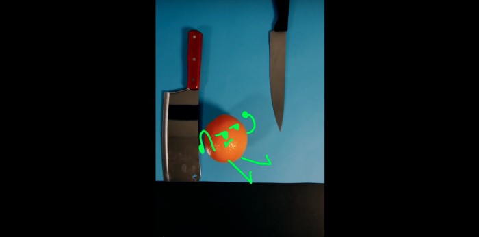 Große 8-Bit-Kunst: Man nehme eine Orange, ein paar Küchengeräte – und Snapchat