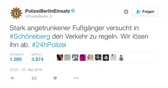 #24hPolizei: Die Tweets aus dem Live-Feed der Berliner Polizei sind das Highlight des Internets