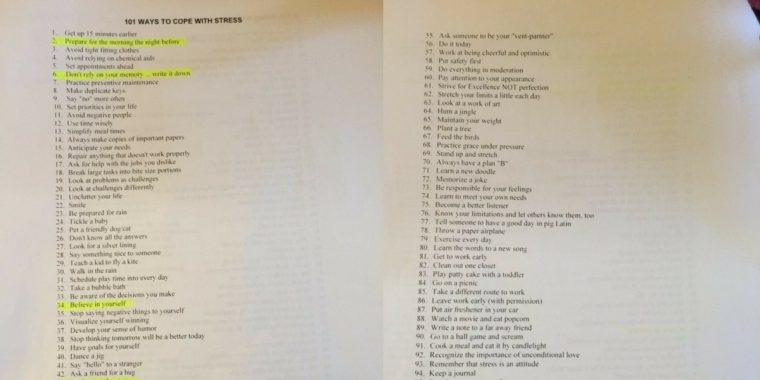 “101 Ways To Cope With Stress“: Die Liste eines Dozenten für seine Schüler geht um die Welt