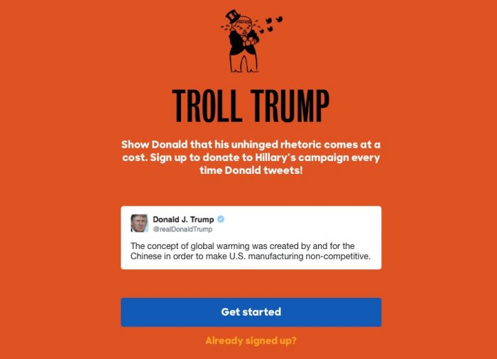 “Troll Trump“: Bei jedem Tweet von Donald Trump klingelt bei Hillary Clinton die Kasse