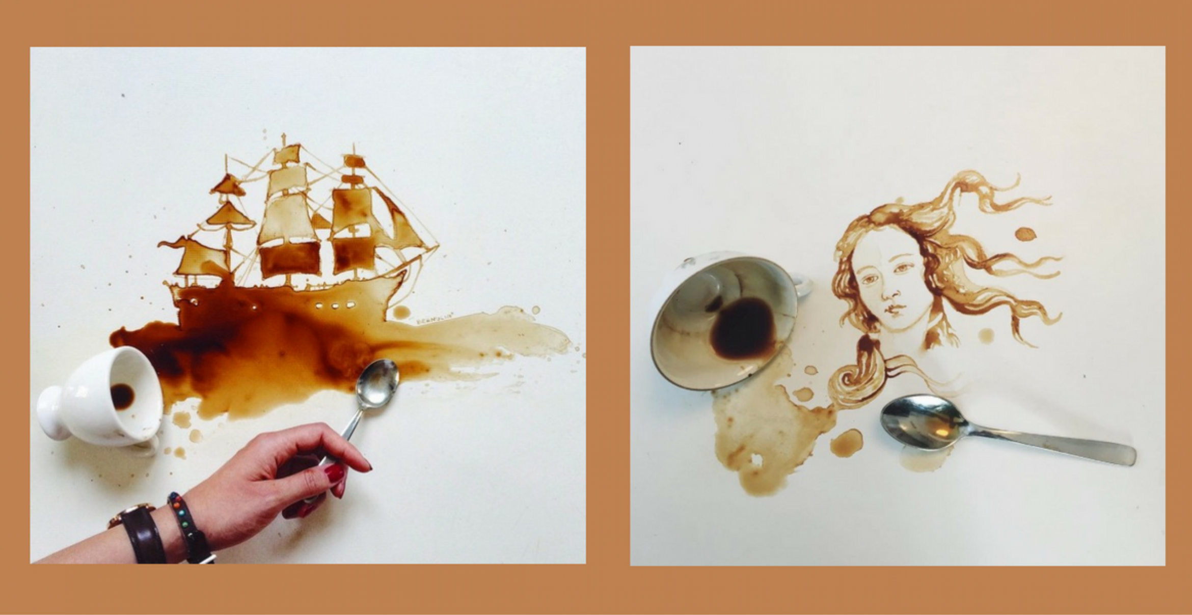 Kaffeekunst: Diese Künstlerin kreiert aus ihrem Lieblingsgetränk kunstvolle Szenarien