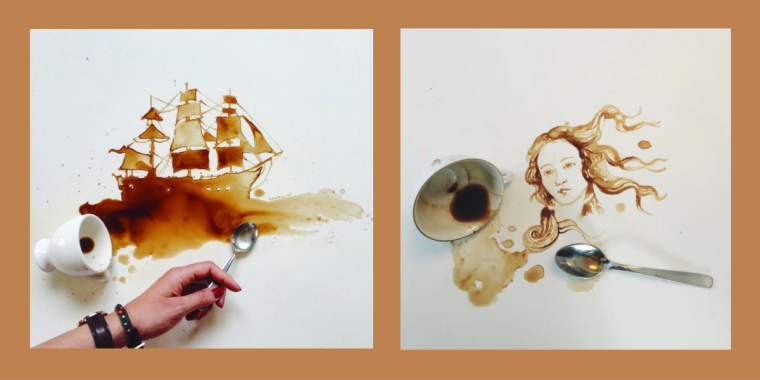 Kaffeekunst: Diese Künstlerin kreiert aus ihrem Lieblingsgetränk kunstvolle Szenarien