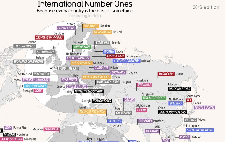 “Because every country is the best at something“: Diese Weltkarte zeigt die Stärken (und Schwächen) eines Landes