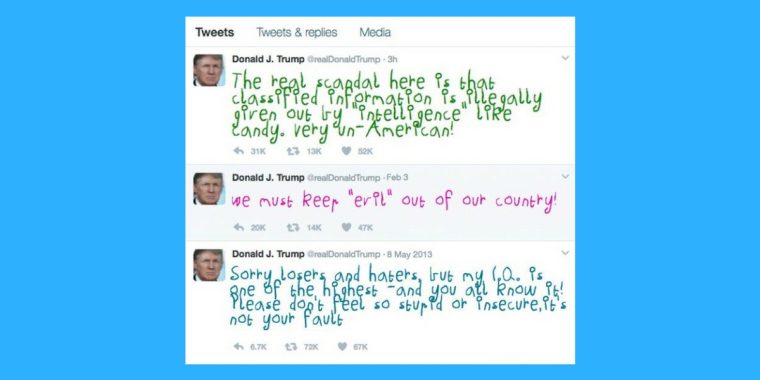 Like a Child: Diese Chrome-Extension wandelt Donald Trumps Tweets in Kinderschrift um