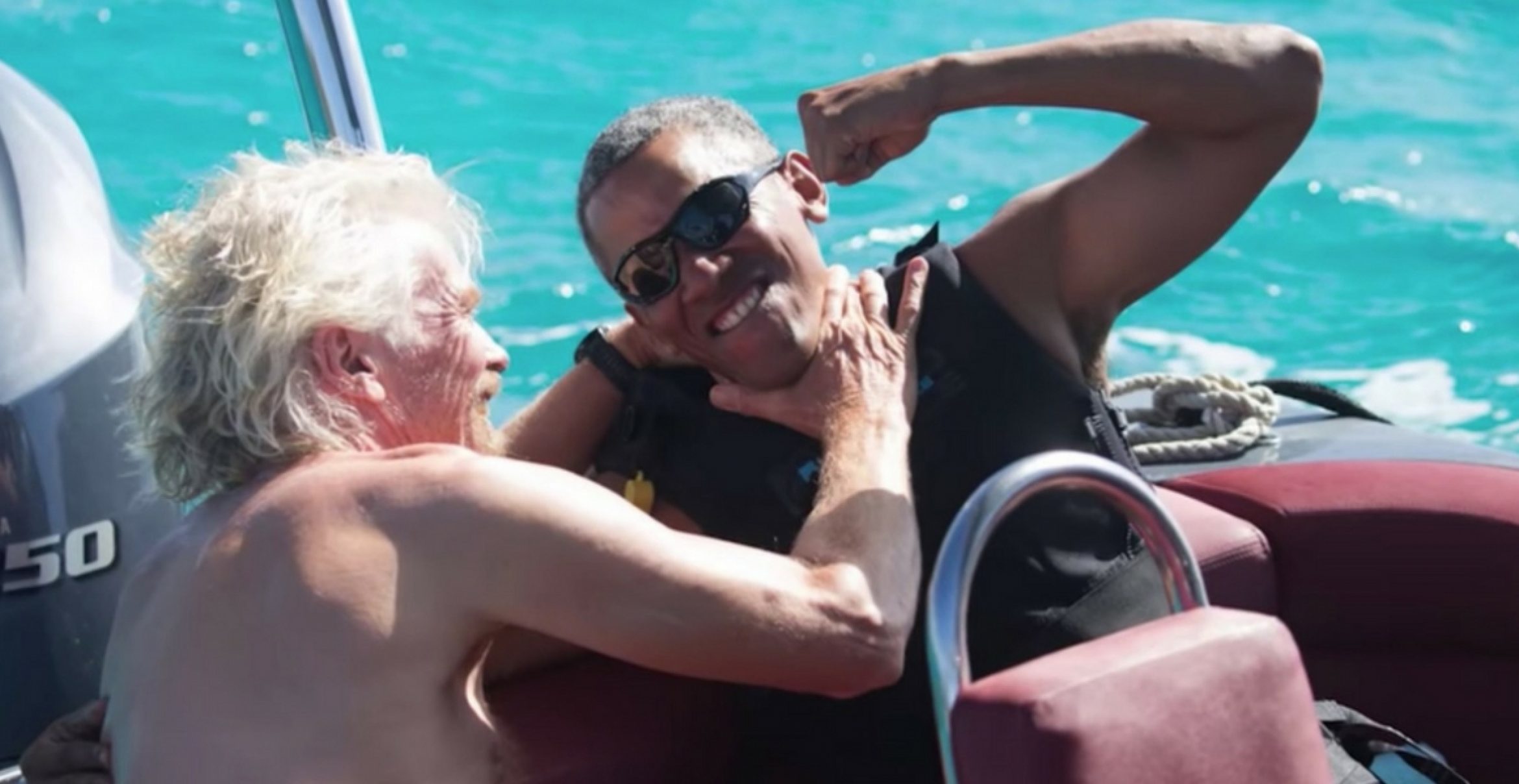 Kampf der Schwergewichte: Barack Obama tritt gegen Richard Branson in einem Surf-Duell an