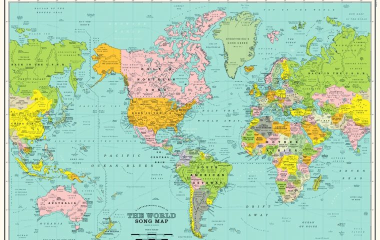 The World Song Map: Diese Weltkarte besteht aus Songtiteln