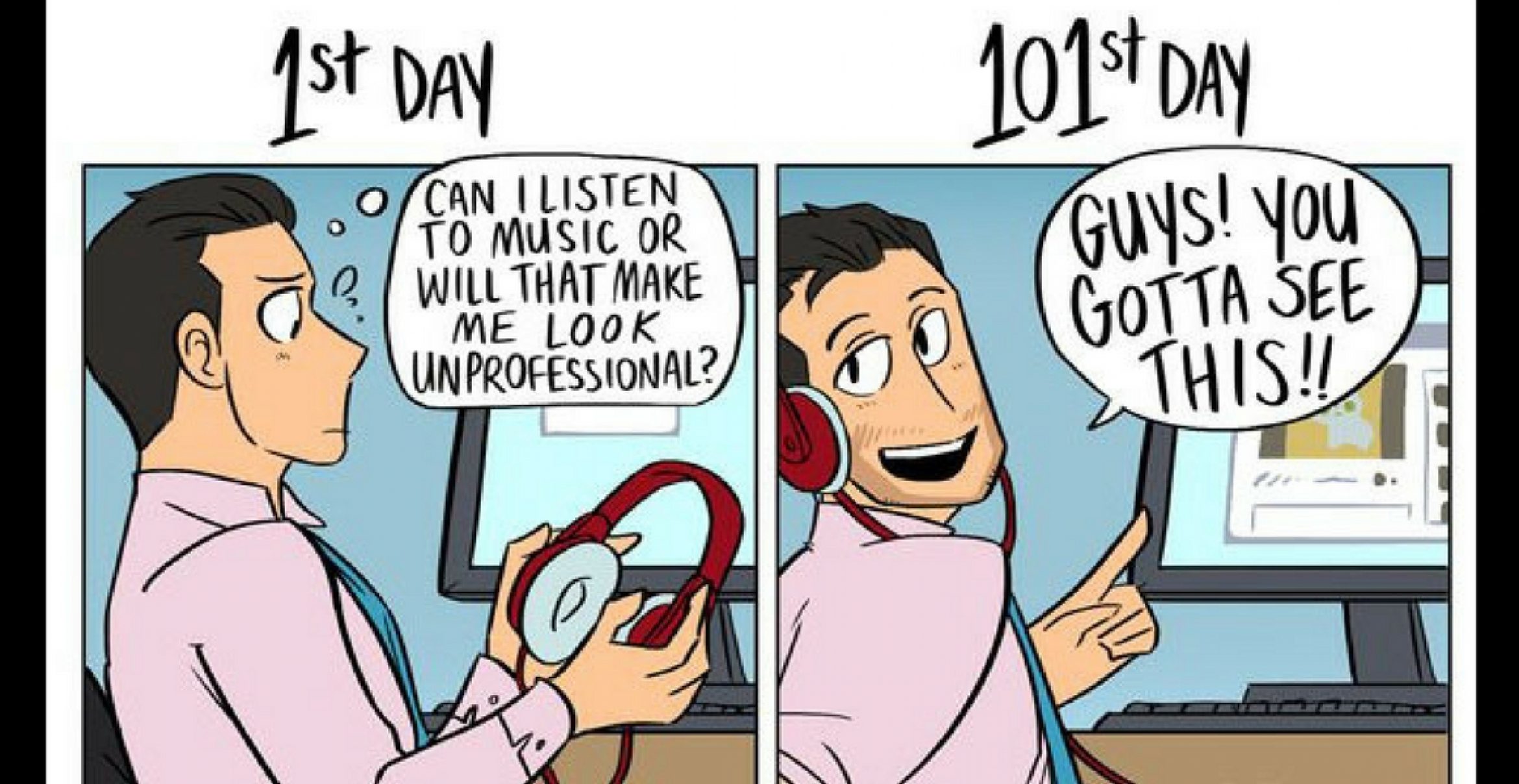 Diese Comics veranschaulichen, wie sich die Jobeinstellung in 100 Tagen verändert