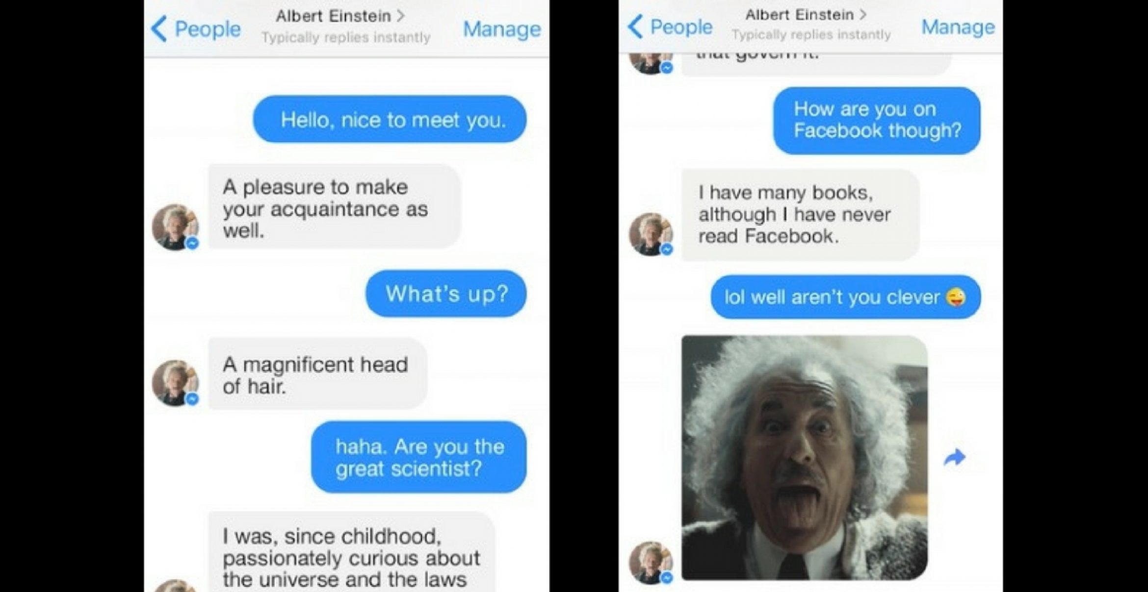 Real Talk: Mit Albert Einstein via Facebook-Messenger über das Weltall philosophieren