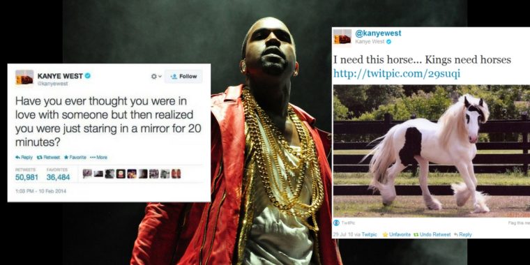 Zehn gelöschte Tweets von Kanye West, die uns ein breites Grinsen ins Gesicht zaubern