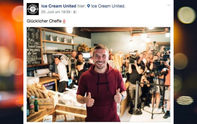 Lukas Podolski eröffnet Eisdiele und die Polizei muss anrücken um für Ordnung zu sorgen