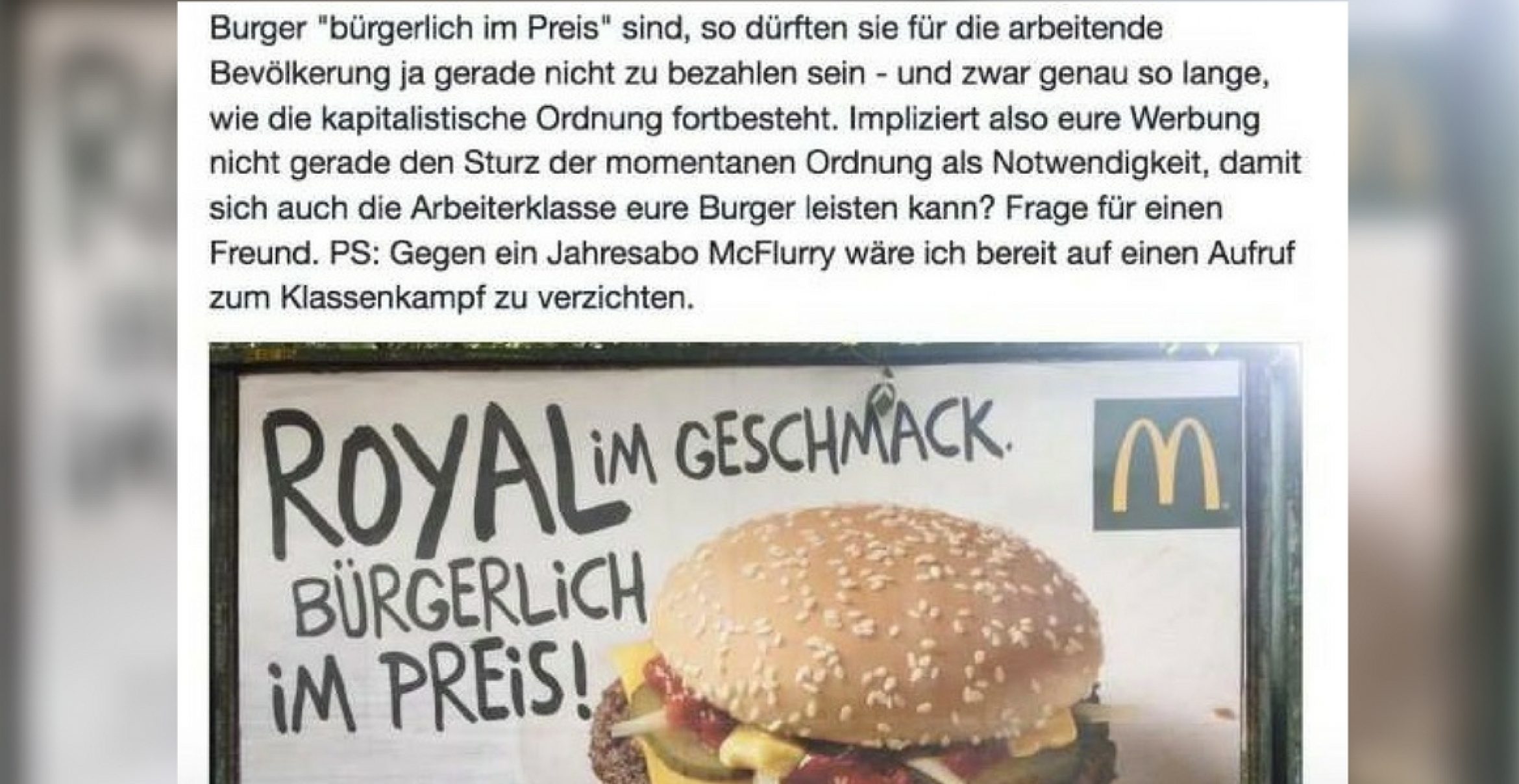 Die wohl schönste McDonalds-Kritik seitdem es Fast Food gibt
