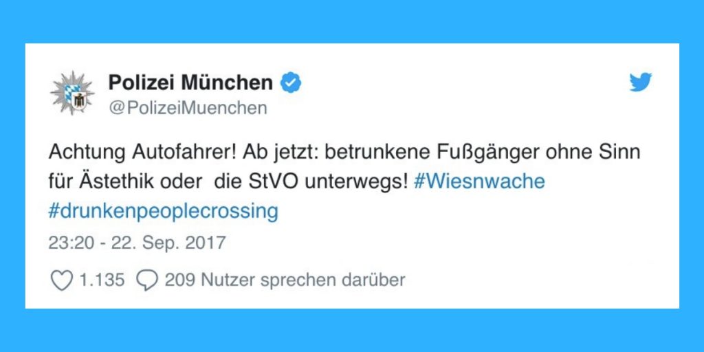 #Wiesnwache: Die besten Tweets der Münchner Polizei zum Oktoberfest