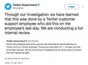 Twitter Trump account deaktiviert