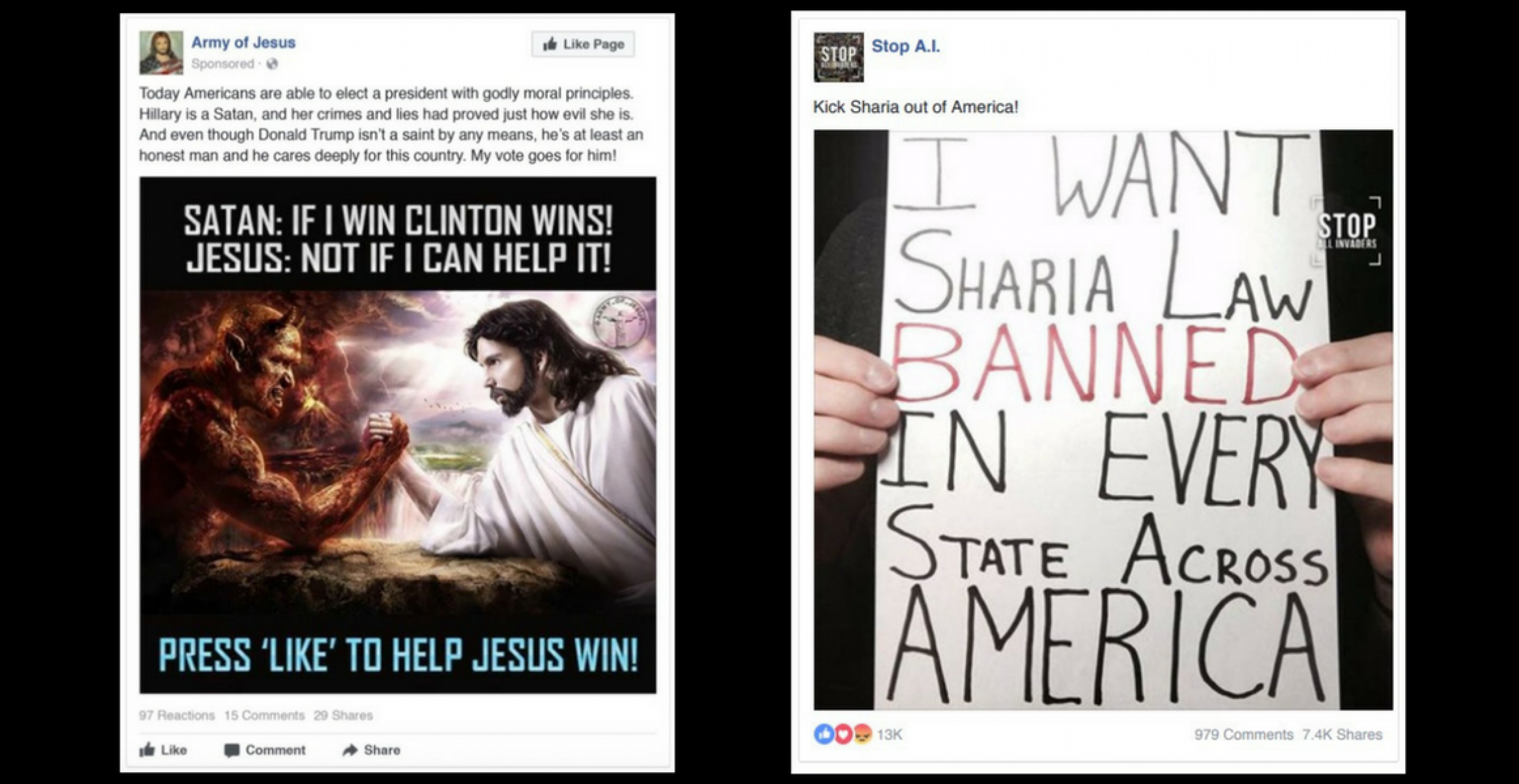 Mit diesen Facebook-Ads wollte eine russische Trollfabrik den US-Wahlkampf manipulieren