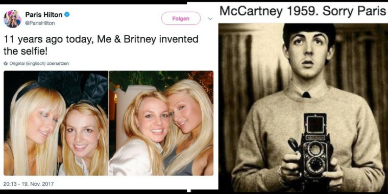 Wer hat´s erfunden? Das Netz gibt Paris Hilton Nachhilfe in Selfie-Geschichte