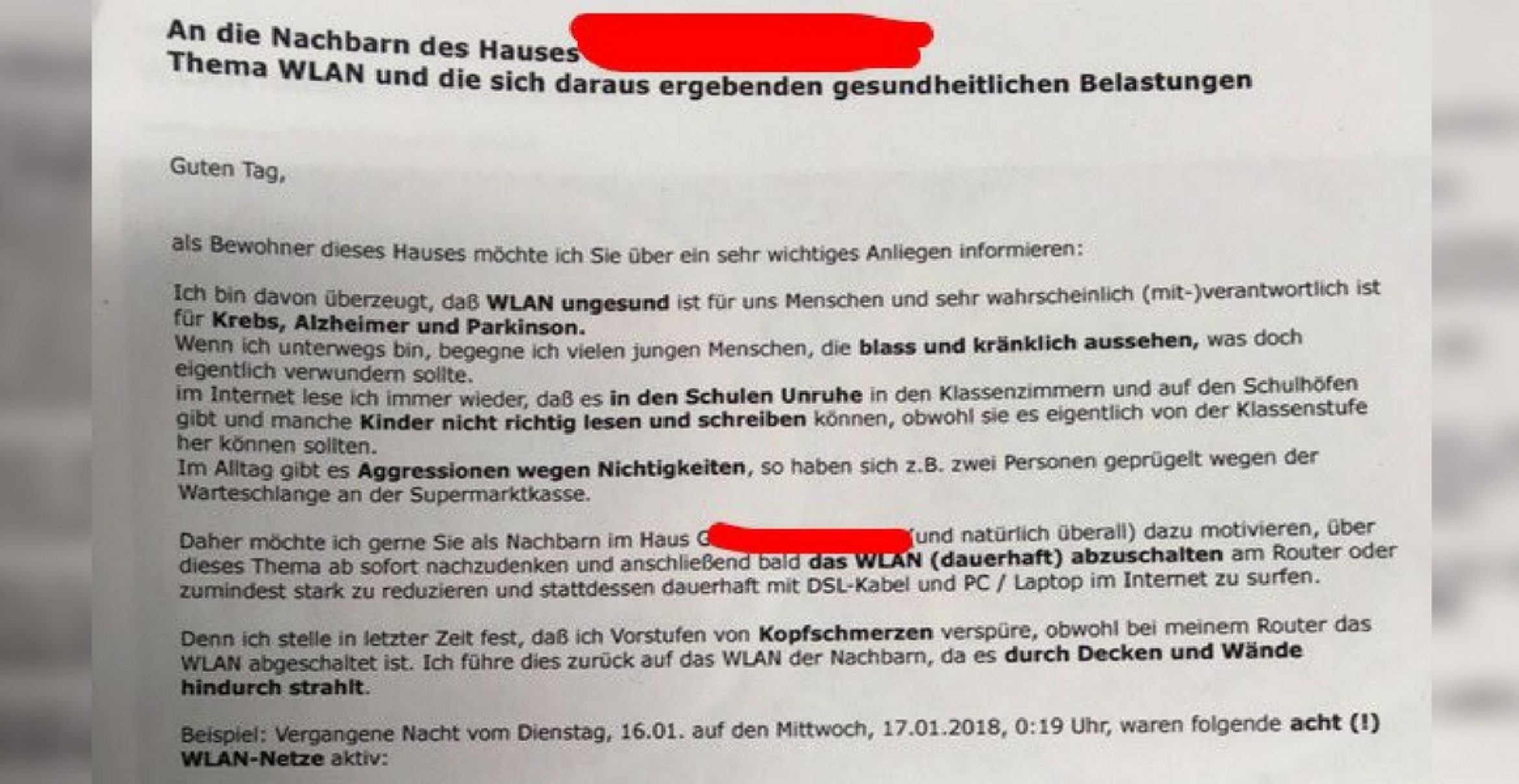 Aushang des Tages: Warum WLAN schlecht für deine Gesundheit ist