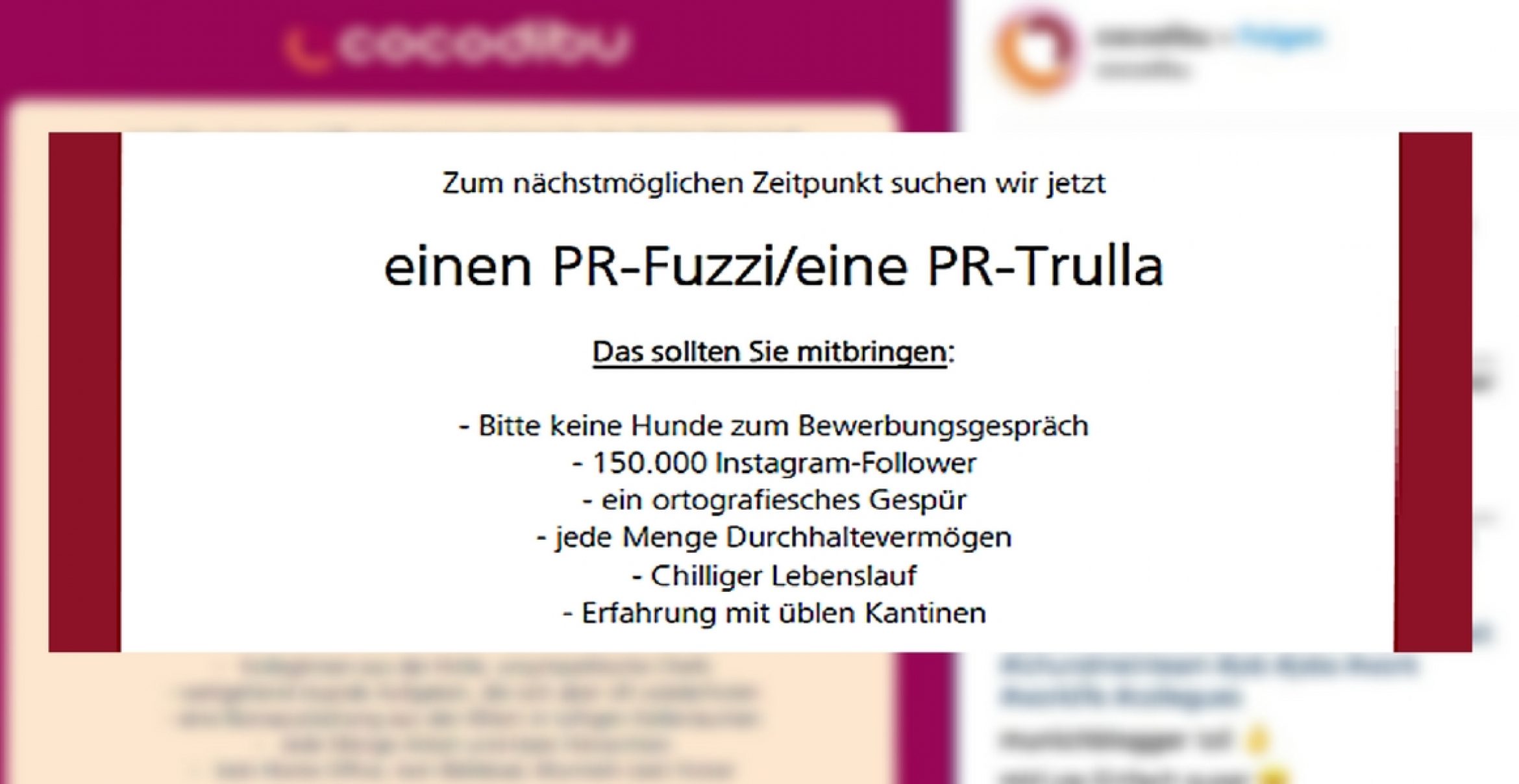 Herrlich ehrliche Jobanzeige: PR-Fuzzi oder PR-Trulla gesucht