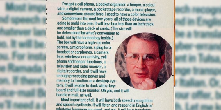 Autor sagt 1999 on point das Smartphone voraus