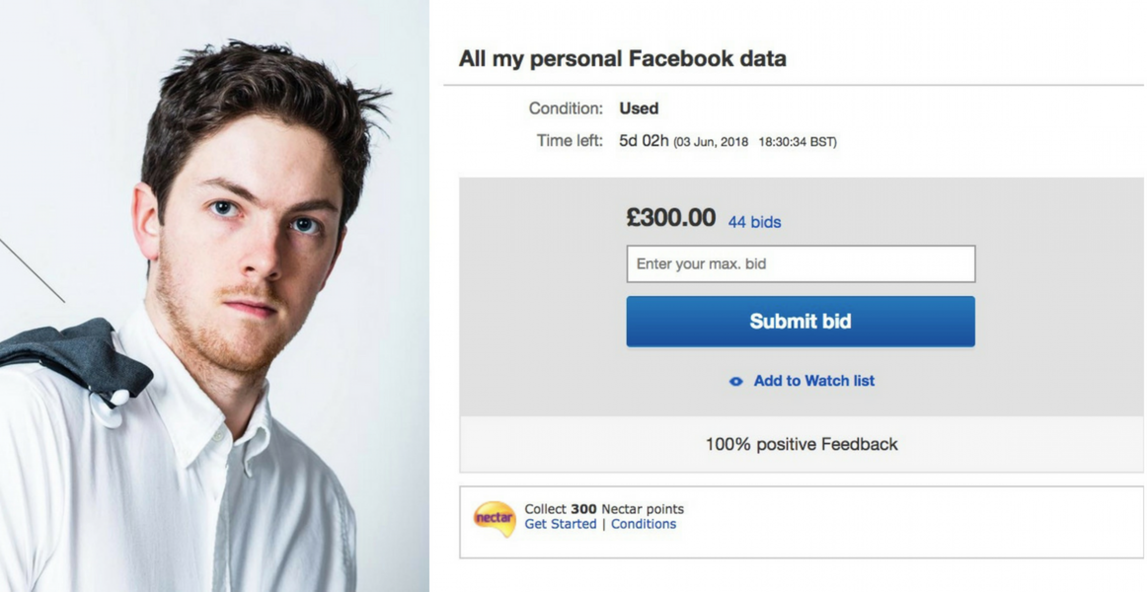 Nebenverdienst: Ein Typ verkauft seine Facebookdaten auf Ebay