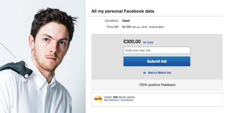 Nebenverdienst: Ein Typ verkauft seine Facebookdaten auf Ebay
