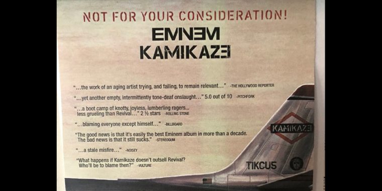 Eminem trollt seine Kritiker mit einer ganzseitigen Werbeanzeige