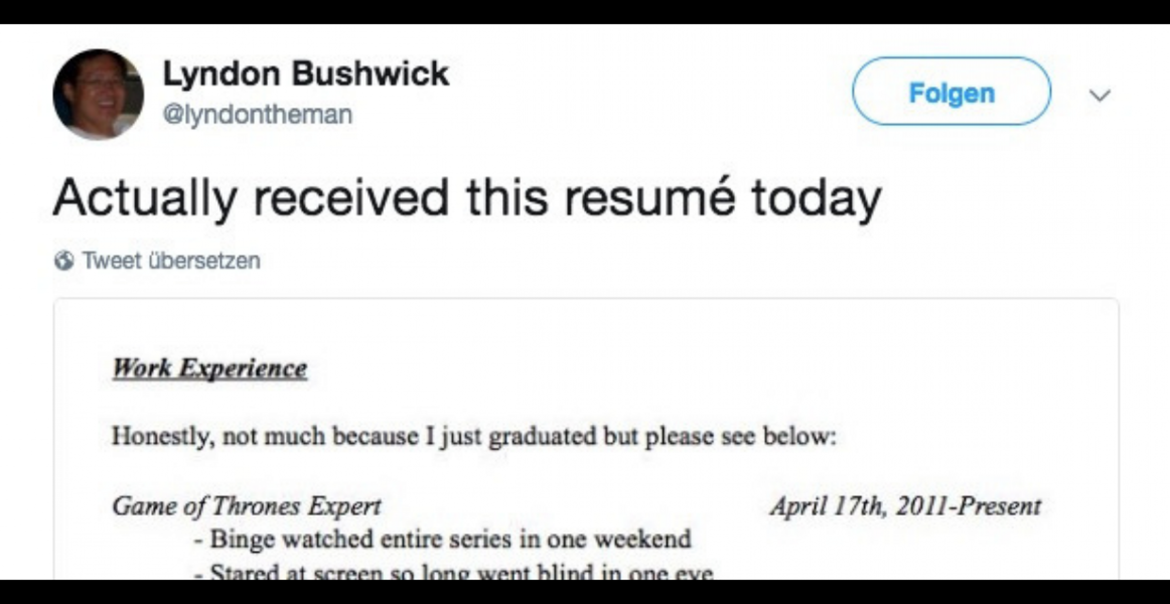 Lebenslauf des Tages: Bewerber will mit Serienexpertise einen Job landen