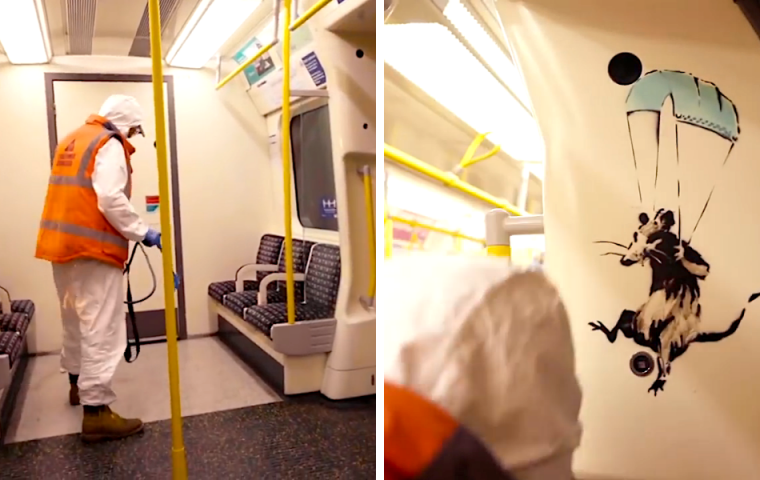 „Wenn du keine Maske trägst, kapierst du es nicht“ – Banksy sprüht in einer U-Bahn