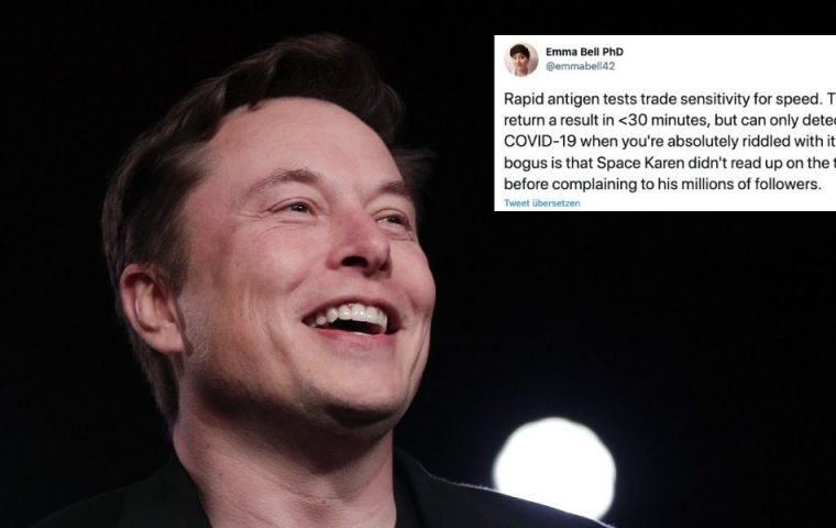 Elon Musk beschwert sich über Covid-19-Tests und wird von Expertin zusammengestaucht