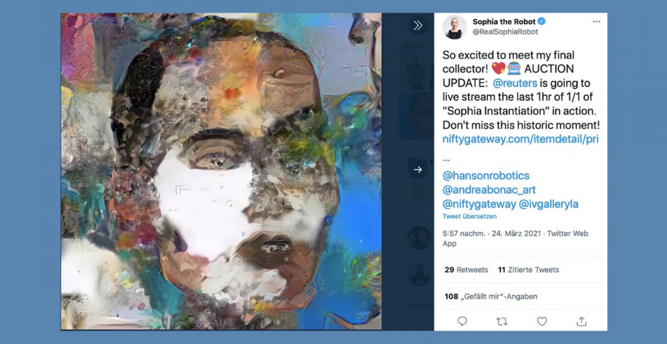 Dieser Roboter hat ein Porträt von sich gemalt und es für 700 000 US-Dollar versteigert