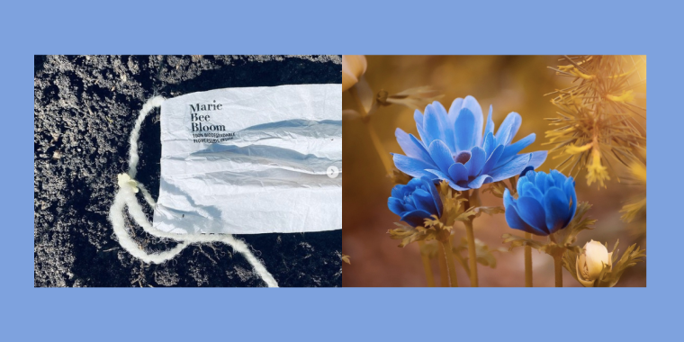Aus dieser biologisch abbaubaren Maske sprießen Blumen, wenn sie vergraben wird