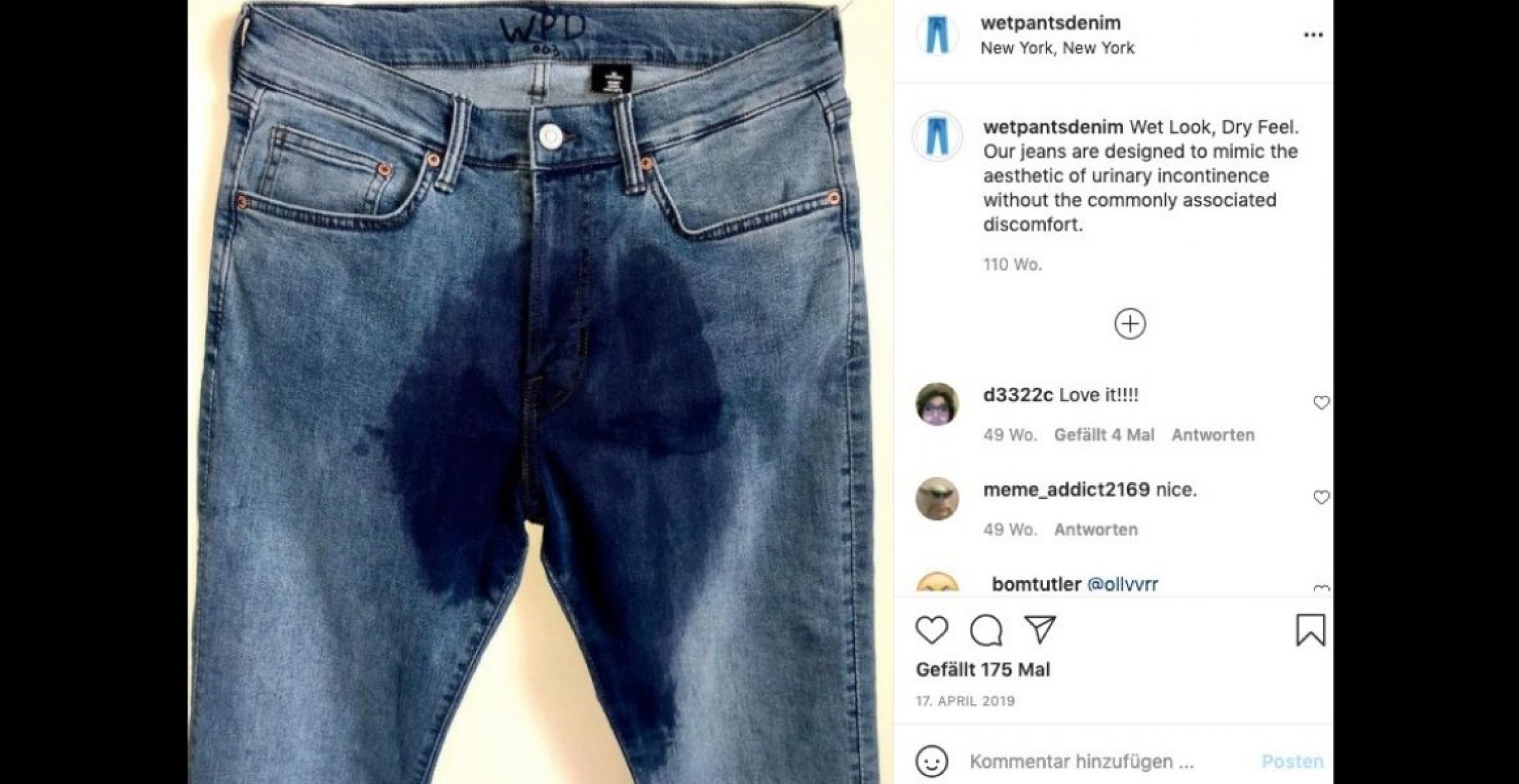 Wet Pants Denim: Unternehmen verkauft Jeans mit außergewöhnlicher Waschung