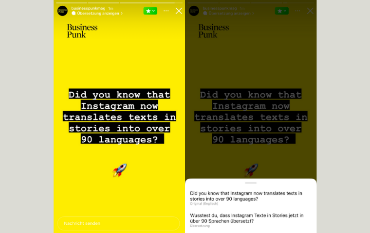 Instagram kann jetzt Texte in Stories in über 90 Sprachen übersetzen