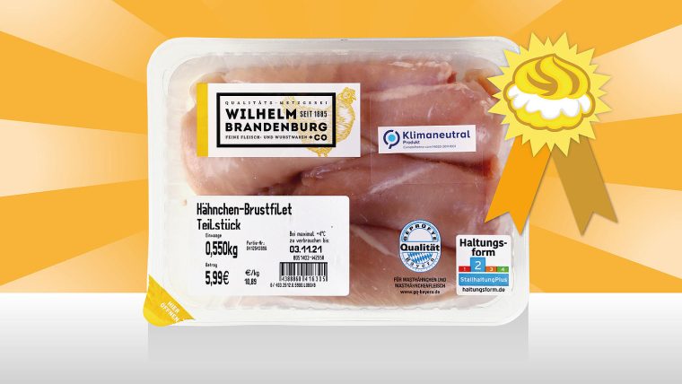 Die größte Werbelüge 2021: Goldener Windbeutel geht an „Hähnchen-Brustfilet von Rewe“