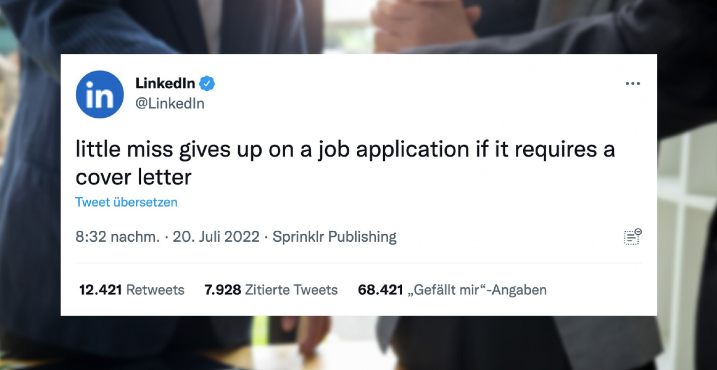 Linkedin-Tweet: Ist das Anschreiben in Bewerbungen noch zeitgemäß?