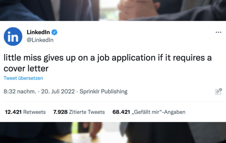 Linkedin-Tweet: Ist das Anschreiben in Bewerbungen noch zeitgemäß?