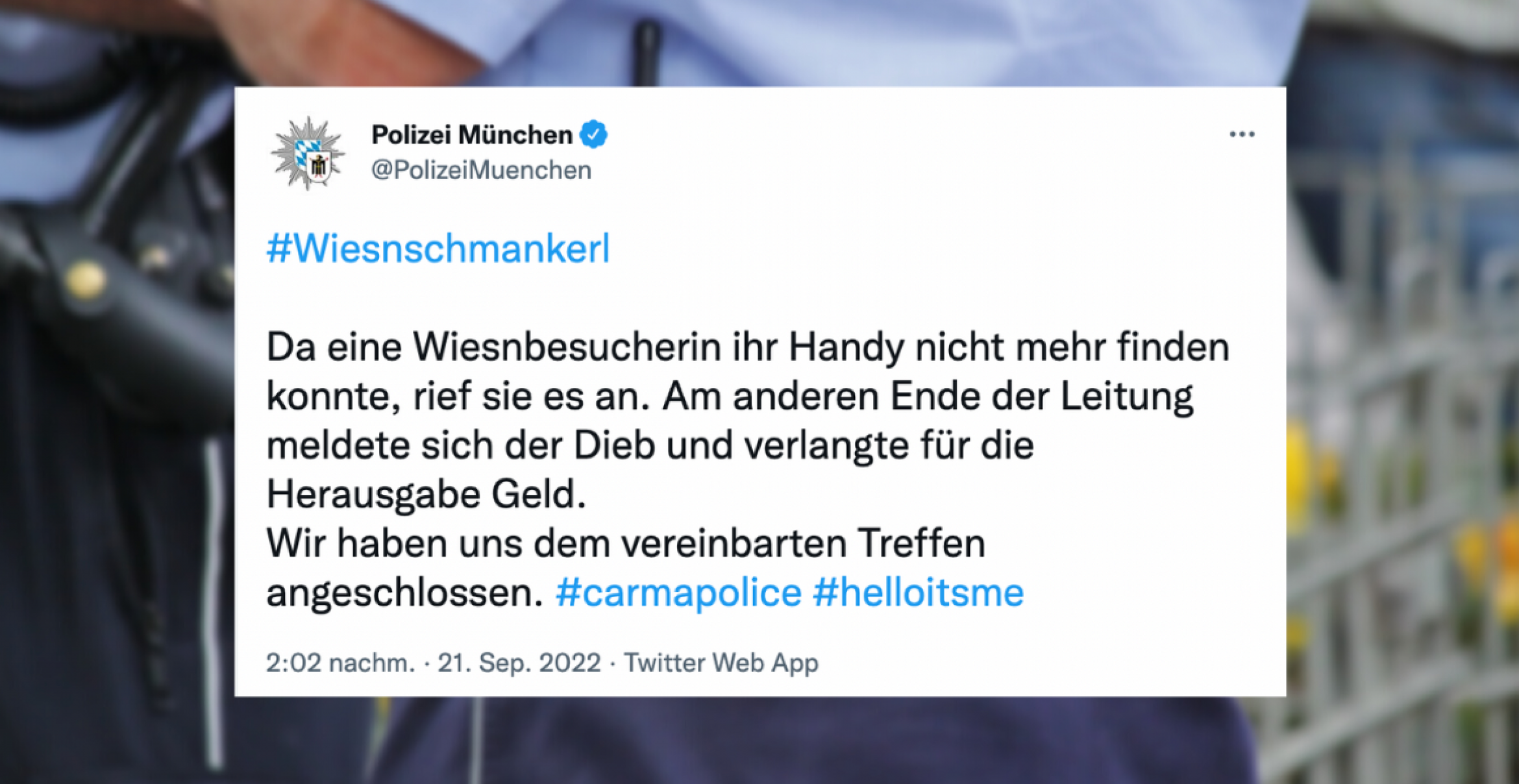 #Wiesnschmankerl: 10 Polizei-Tweets zwischen Cringe und Bierzelt-Humor
