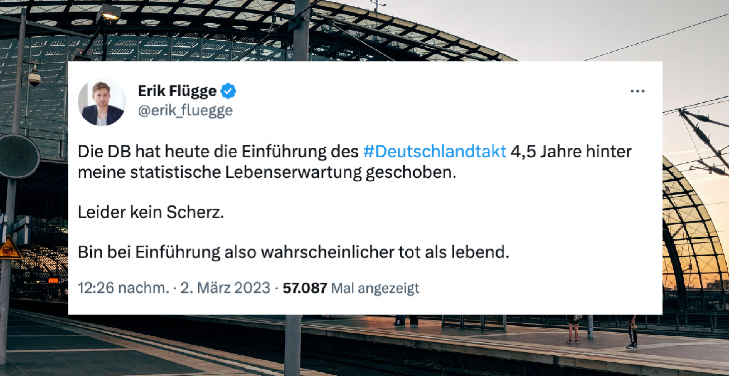 Sehr geehrte Fahrgäste, der Deutschlandtakt verspätet sich um 40 Jahre