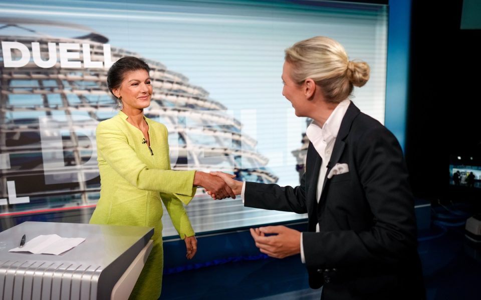 Sahra Wagenknecht im TV-Duell mit Alice Weidel