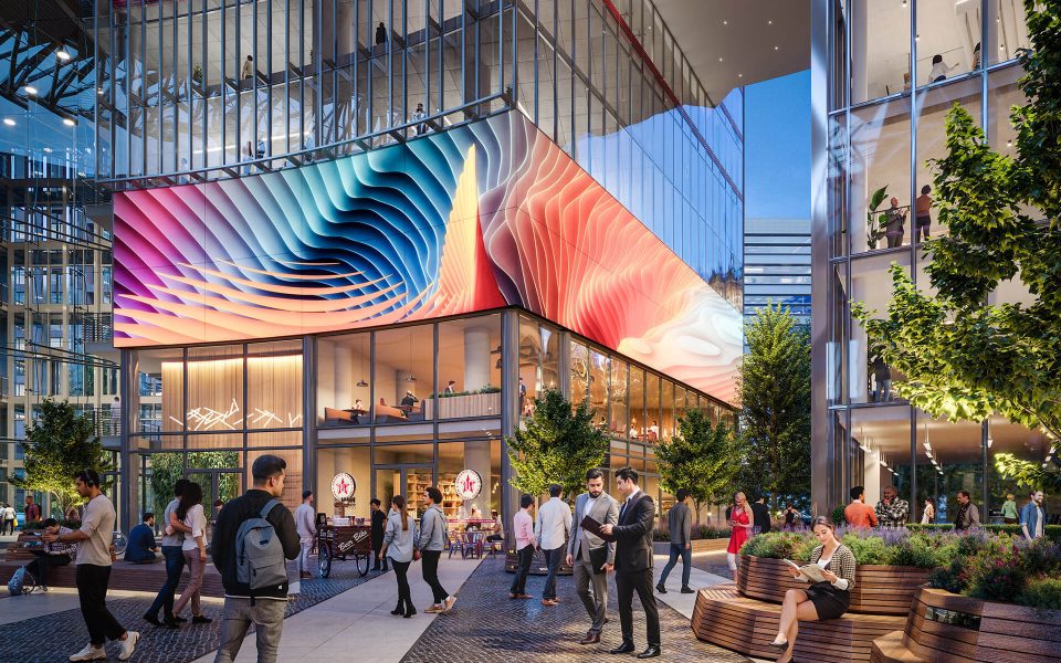 Das Center Berlin mit visusalisiert mit einem 3D-fähigen LED-Screen.