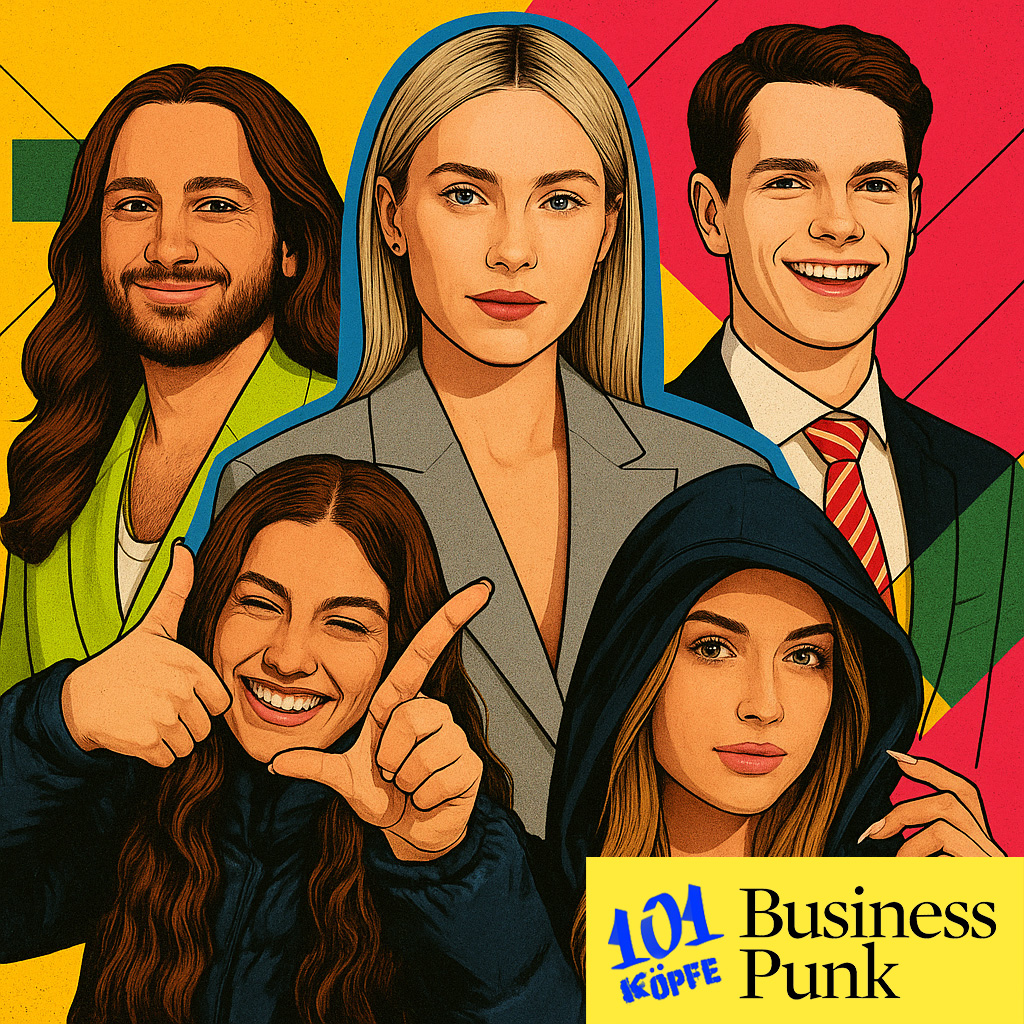 101 Köpfe von BusinessPunk (v.l.n.r.): Ricarda Simonetti, Lena Gercke, Niklas Schwab, Zahlde Kajaci, Nona Kanal