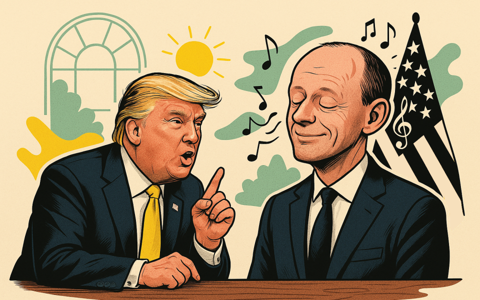 Donald Trump hatte viel Redebedarf beim ersten Treffen mit Friedrich Merz im Oval Office.