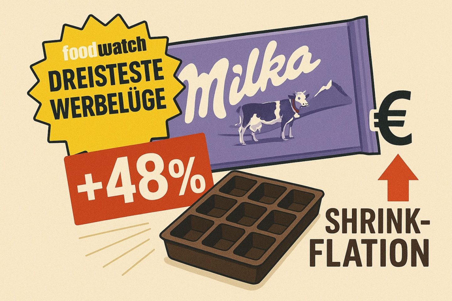 Milka-Schock: 48% Preisanstieg und Mogelpackung bringt „Goldenen Windbeutel“ für Schokoladengigant