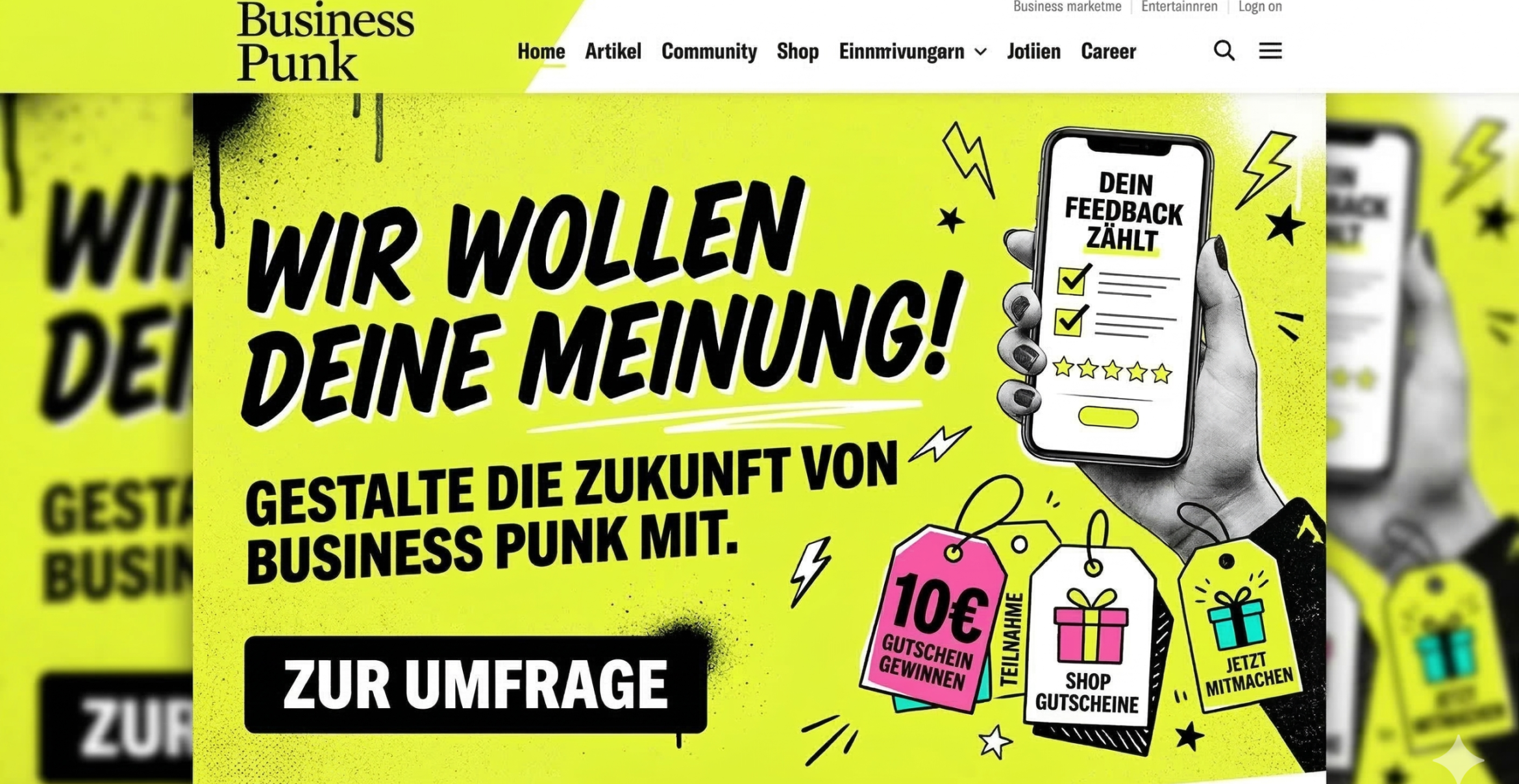 10-Euro Gutschein für Eure Meinung: Gestaltet die Zukunft von Business Punk mit