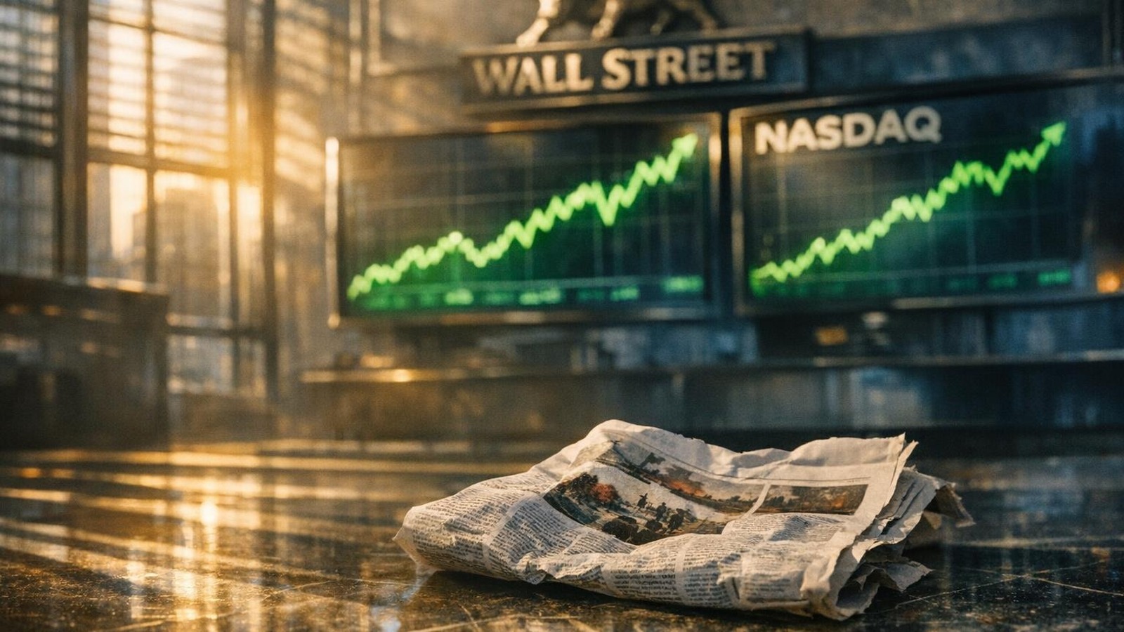 Börsenmonitor zeigt steigende DAX- und Nasdaq-Kurse trotz Kriegsschlagzeilen im Vordergrund