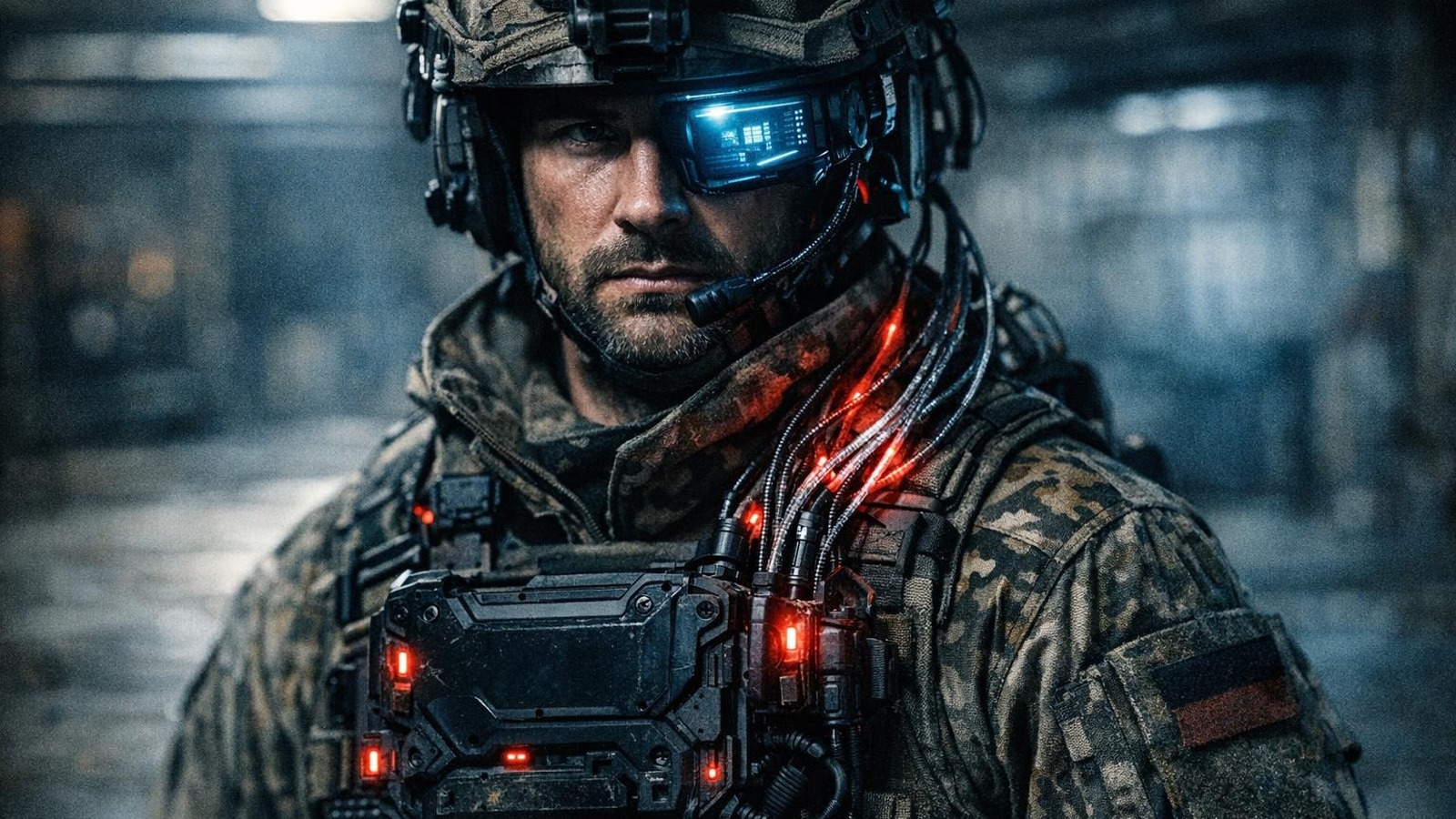 Bundeswehr-Soldat mit digitaler Rheinmetall-Ausrüstung und vernetzten Kampfsystemen