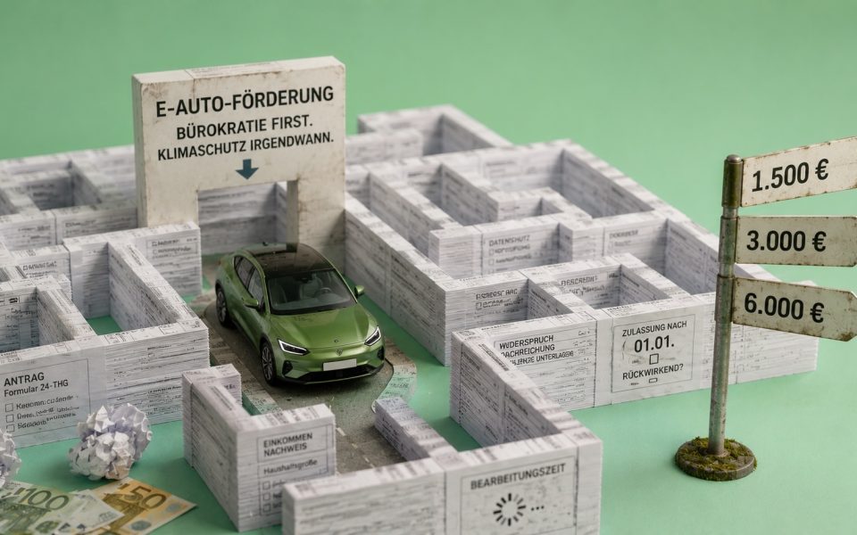 Bürokratie im Labyrinth der E-Autos.