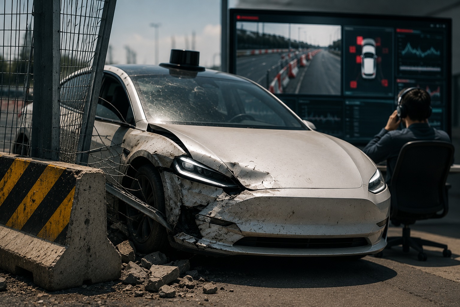 Unfall eines autonomen Fahrzeugs in Testumgebung