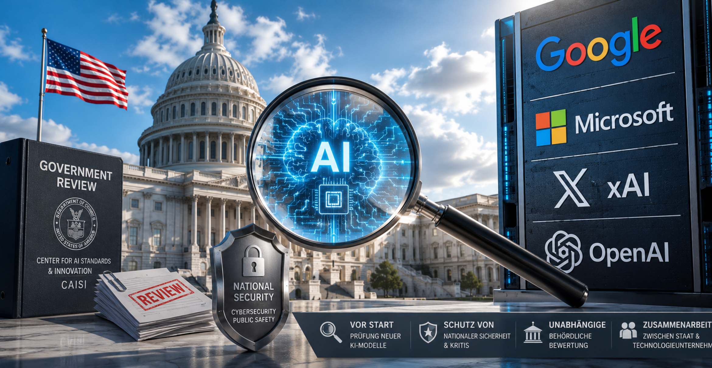 USA verschärfen KI-Kontrolle: Google, Microsoft und xAI öffnen ihre Modelle