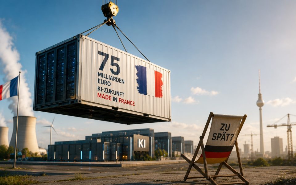 KI-Modul über der Industrielandschaft