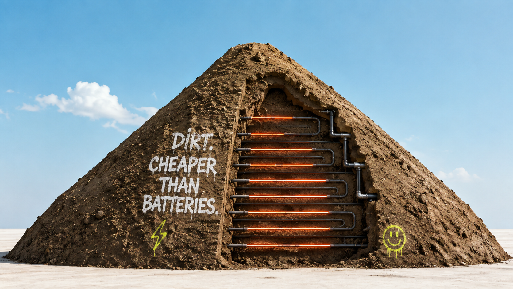 Dirt-Pyramide mit glühenden Rohren